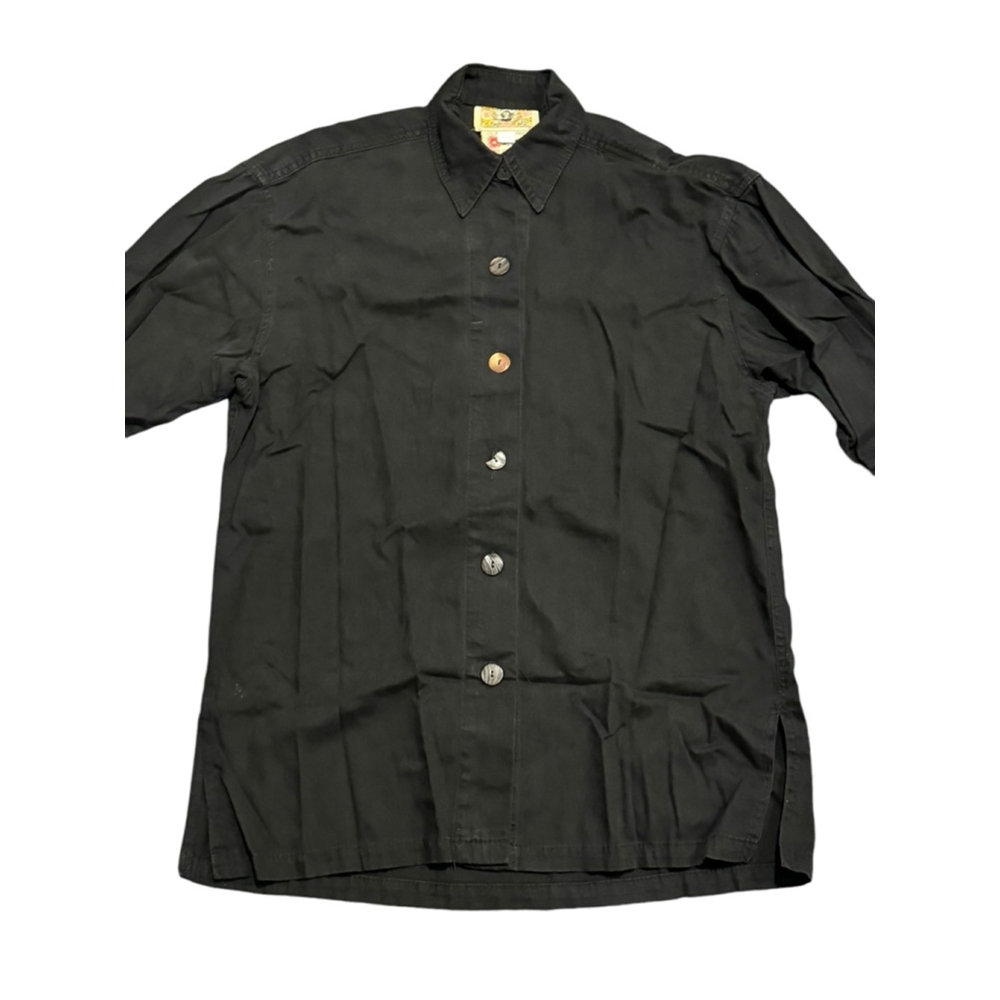 Vintage 80s Gene Ewing Men’s Bis Shirt Wrinkle Rich Denim Black Size Small​ - Picture 4 of 8